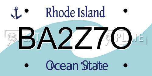 BA2Z7O Rhode Island License Plate