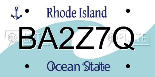 BA2Z7Q Rhode Island License Plate