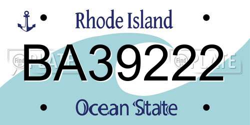BA39222 Rhode Island License Plate