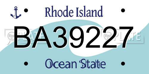 BA39227 Rhode Island License Plate