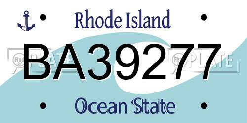 BA39277 Rhode Island License Plate