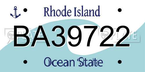 BA39722 Rhode Island License Plate