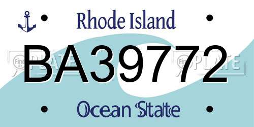BA39772 Rhode Island License Plate