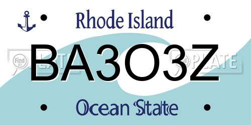 BA3O3Z Rhode Island License Plate