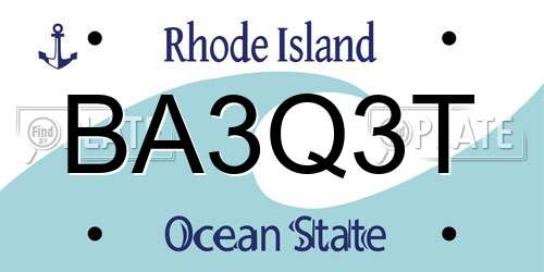 BA3Q3T Rhode Island License Plate
