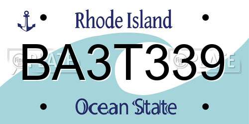 BA3T339 Rhode Island License Plate