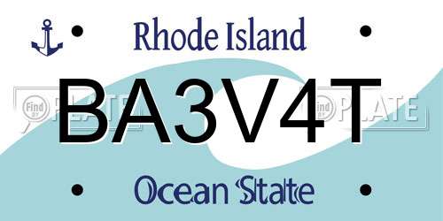 BA3V4T Rhode Island License Plate