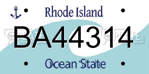 BA44314 Rhode Island License Plate