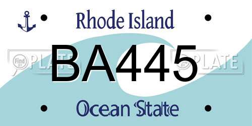 BA445 Rhode Island License Plate