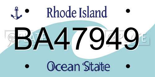 BA47949 Rhode Island License Plate
