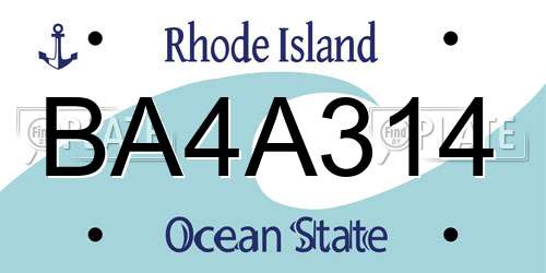 BA4A314 Rhode Island License Plate
