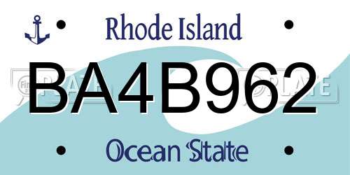 BA4B962 Rhode Island License Plate