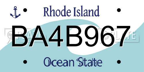 BA4B967 Rhode Island License Plate