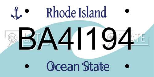 BA4I194 Rhode Island License Plate
