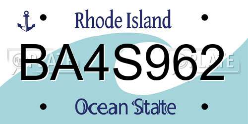BA4S962 Rhode Island License Plate