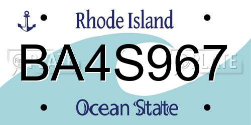 BA4S967 Rhode Island License Plate