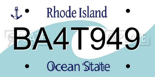 BA4T949 Rhode Island License Plate