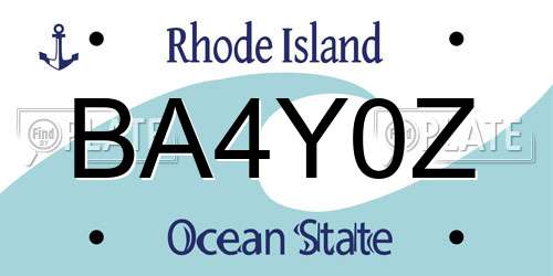 BA4Y0Z Rhode Island License Plate