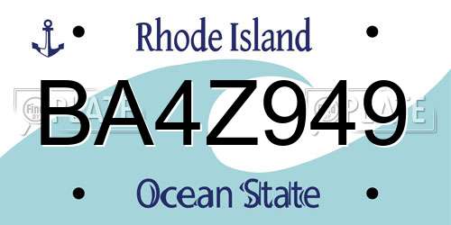 BA4Z949 Rhode Island License Plate