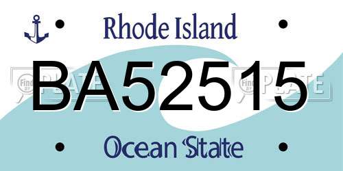 BA52515 Rhode Island License Plate