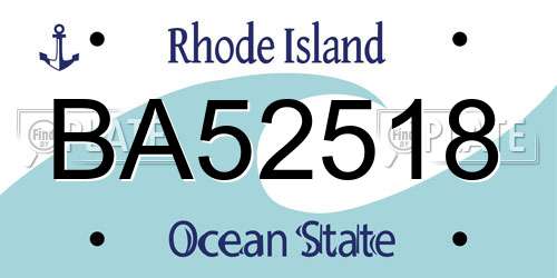 BA52518 Rhode Island License Plate