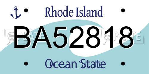 BA52818 Rhode Island License Plate