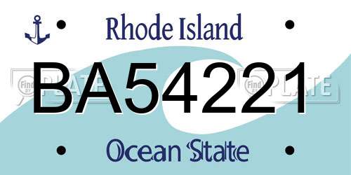 BA54221 Rhode Island License Plate