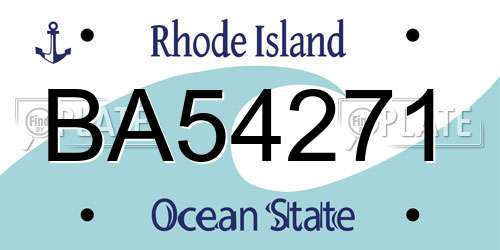 BA54271 Rhode Island License Plate
