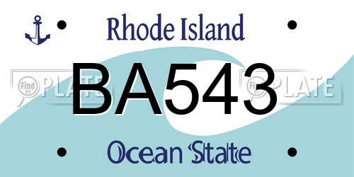 BA543 Rhode Island License Plate