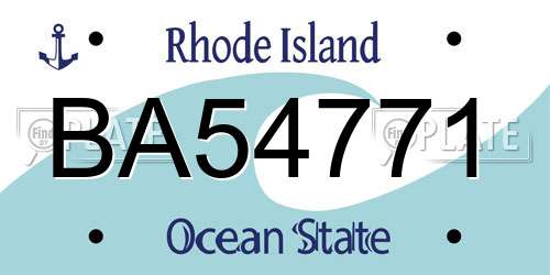 BA54771 Rhode Island License Plate