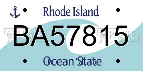 BA57815 Rhode Island License Plate