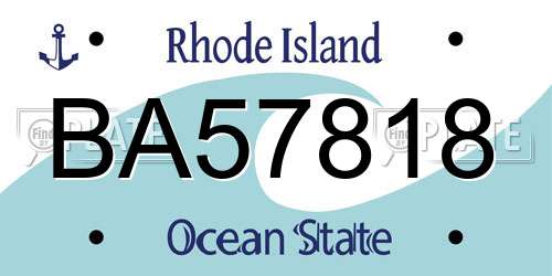 BA57818 Rhode Island License Plate