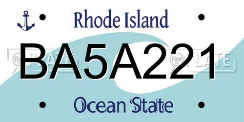 BA5A221 Rhode Island License Plate