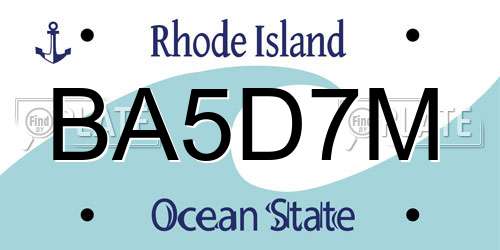 BA5D7M Rhode Island License Plate