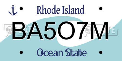BA5O7M Rhode Island License Plate