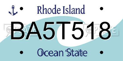 BA5T518 Rhode Island License Plate