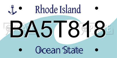 BA5T818 Rhode Island License Plate