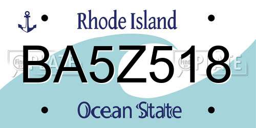 BA5Z518 Rhode Island License Plate