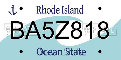 BA5Z818 Rhode Island License Plate