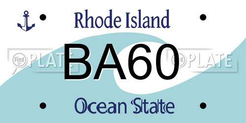 BA60 Rhode Island License Plate