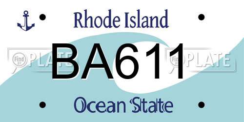 BA611 Rhode Island License Plate