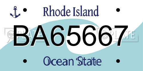 BA65667 Rhode Island License Plate