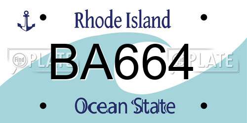 BA664 Rhode Island License Plate