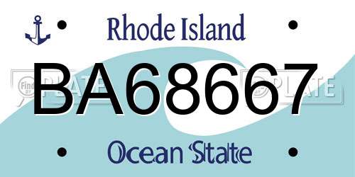BA68667 Rhode Island License Plate