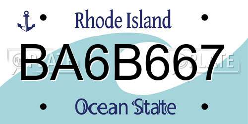 BA6B667 Rhode Island License Plate