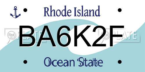 BA6K2F Rhode Island License Plate