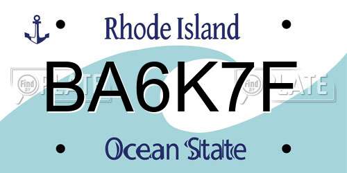 BA6K7F Rhode Island License Plate