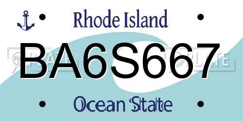 BA6S667 Rhode Island License Plate