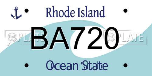 BA720 Rhode Island License Plate