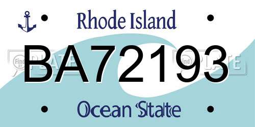 BA72193 Rhode Island License Plate